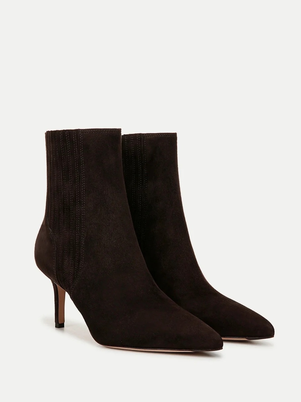 $495 Veronica Beard Lisa Bootie 70mm Espresso Brown Suede Mid Heel Pointy Toe 7M